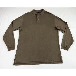 Jos A Bank Traveler Collection Long Sleeve Polo Shirt XL Brown 100% Cotton Mens
